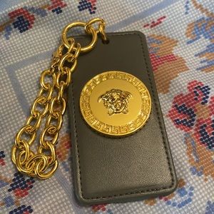 New Versace Grey and Gold Luggage Tag